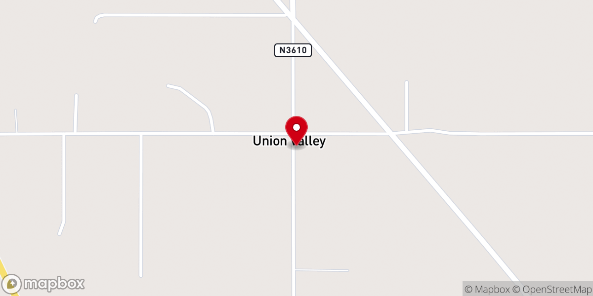 Map showing location of Union Valley Church