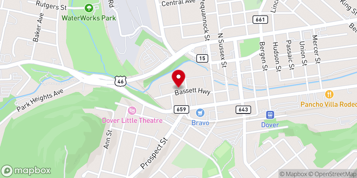 Map showing location of Dover Christian Center