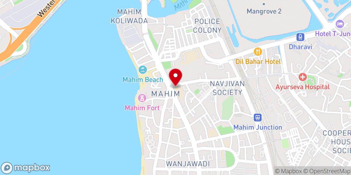 Map showing location of St. Michael's Church, Mahim