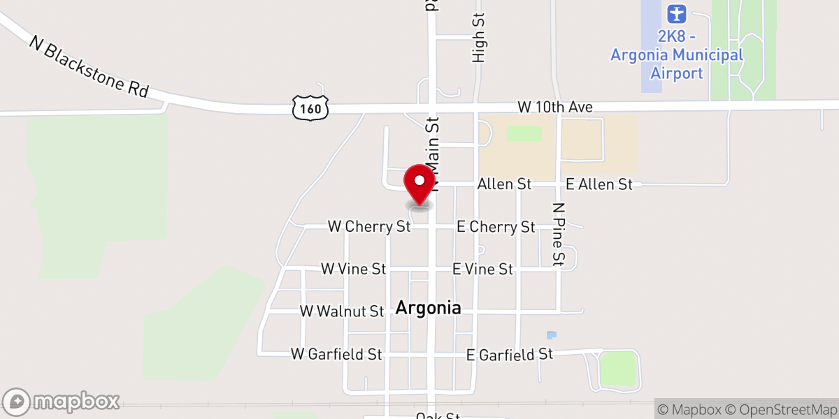 Map showing location of Argonia United Methodist Church