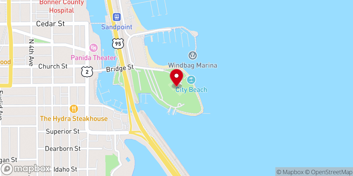 Map showing location of Sandpoint City Beach Park