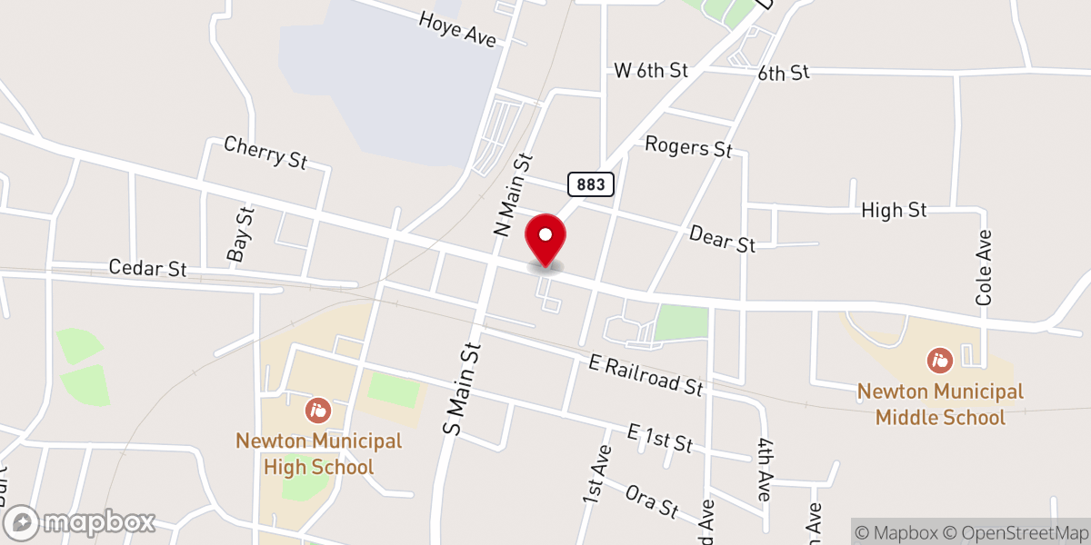 Map showing location of Newton Presbyterian Church
