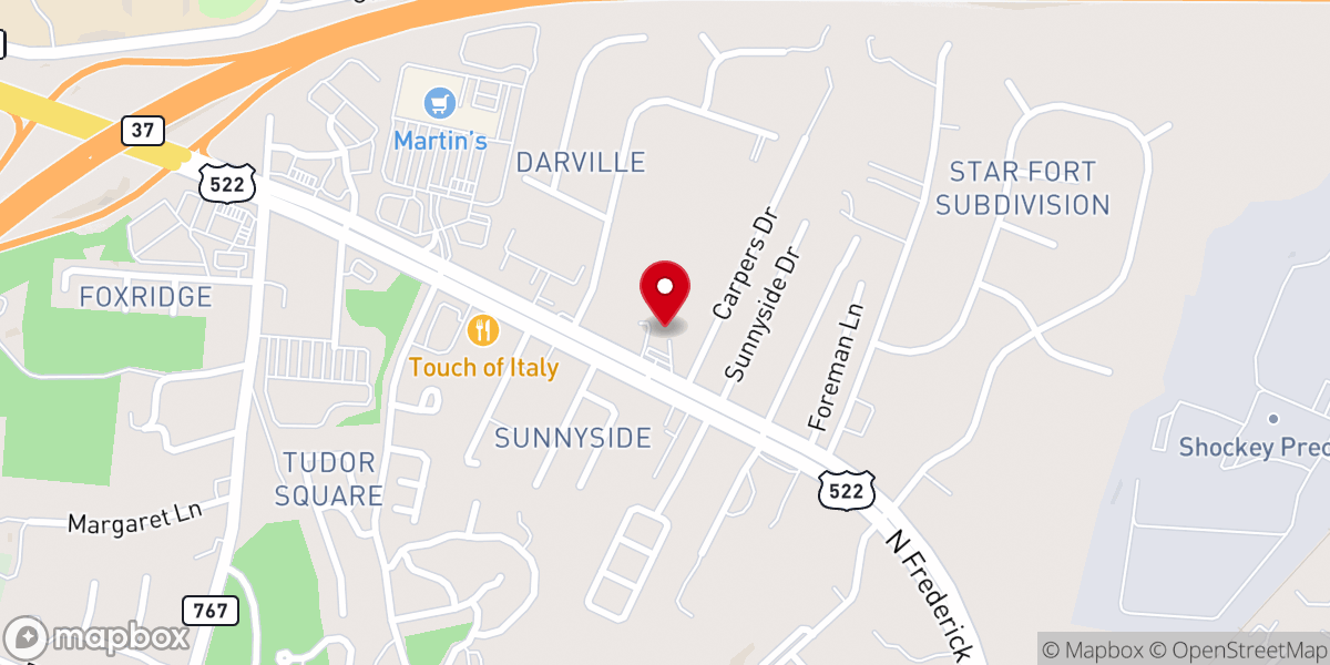 Map showing location of Sunnyside Presbyterian Church