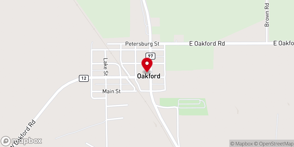 Map showing location of Oakford United Methodist Church