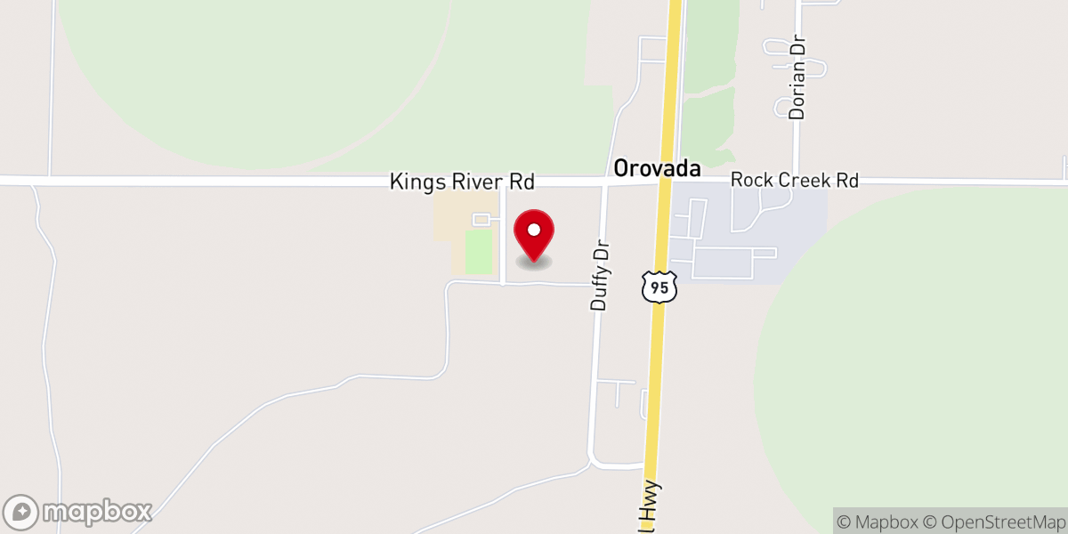 Map showing location of Orovada Community Church