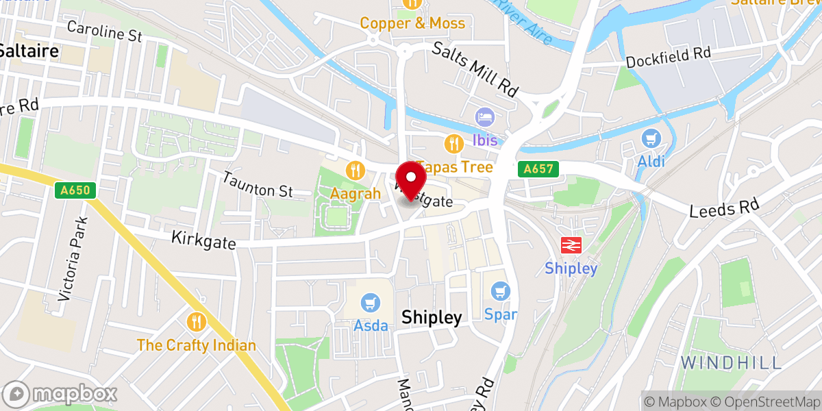 Map showing location of Shipley Baptist Church