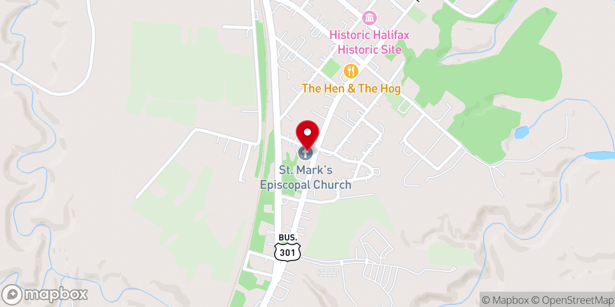 Map showing location of St. Mark's Episcopal Church