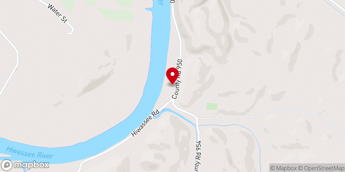 Map showing location of Hiwassee Baptist Church