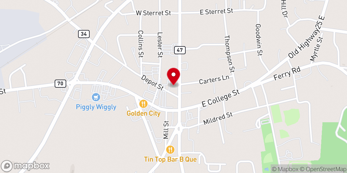 Map showing location of Columbiana United Methodist Church
