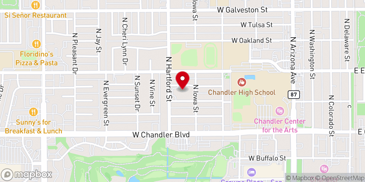 Map showing location of Chandler First Church of the Nazarene