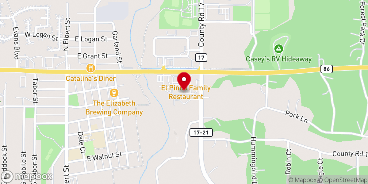 Map showing location of Pine Valley Church - Elizabeth
