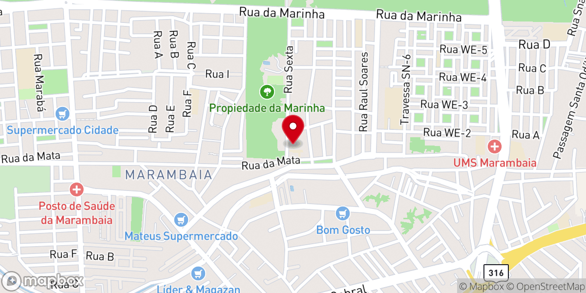 Map showing location of Igreja Batista Nova Marambaia