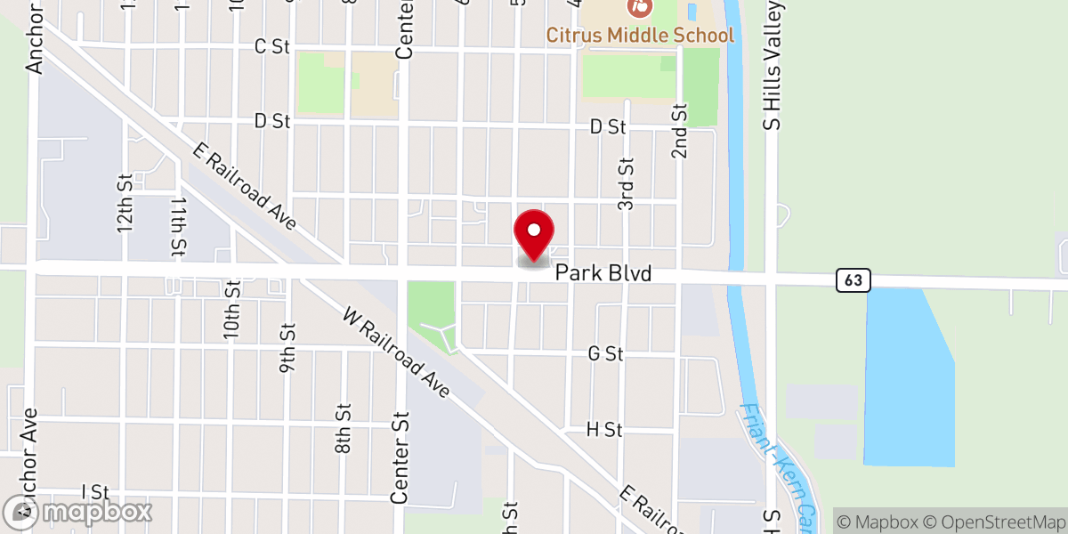 Map showing location of Orange Cove Christian Center