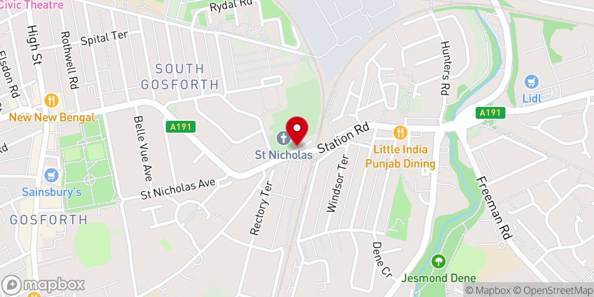 Map showing location of Gosforth Parish Church Hall