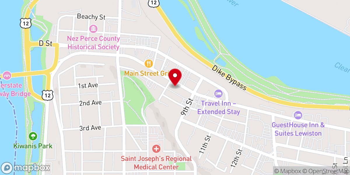 Map showing location of Lewiston Civic Theatre