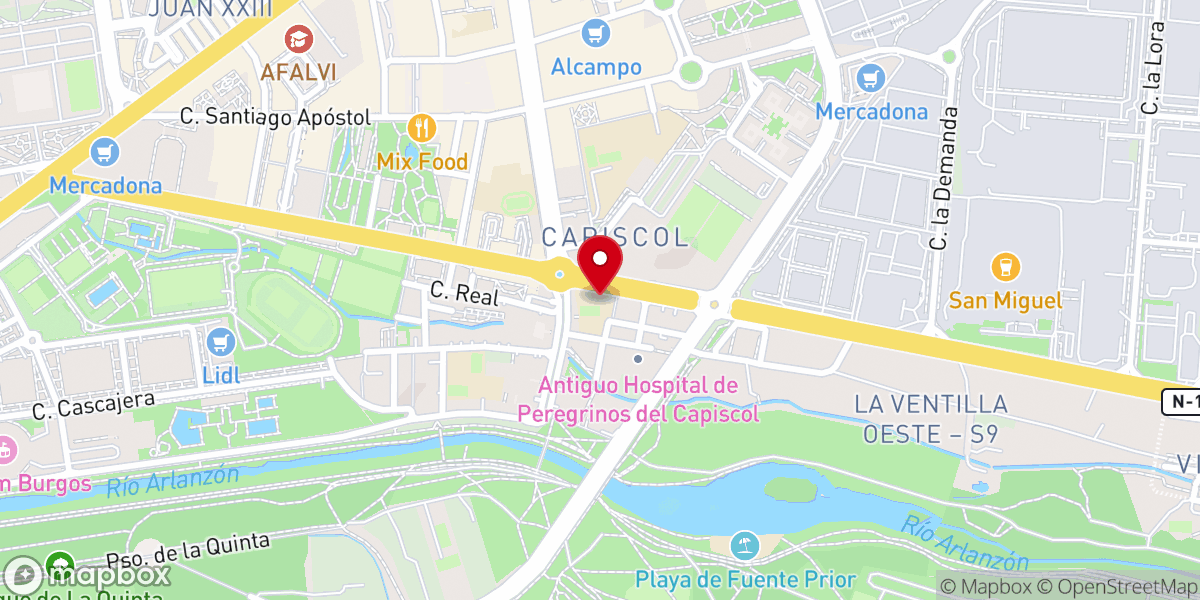 Map showing location of Iglesia del Salvador