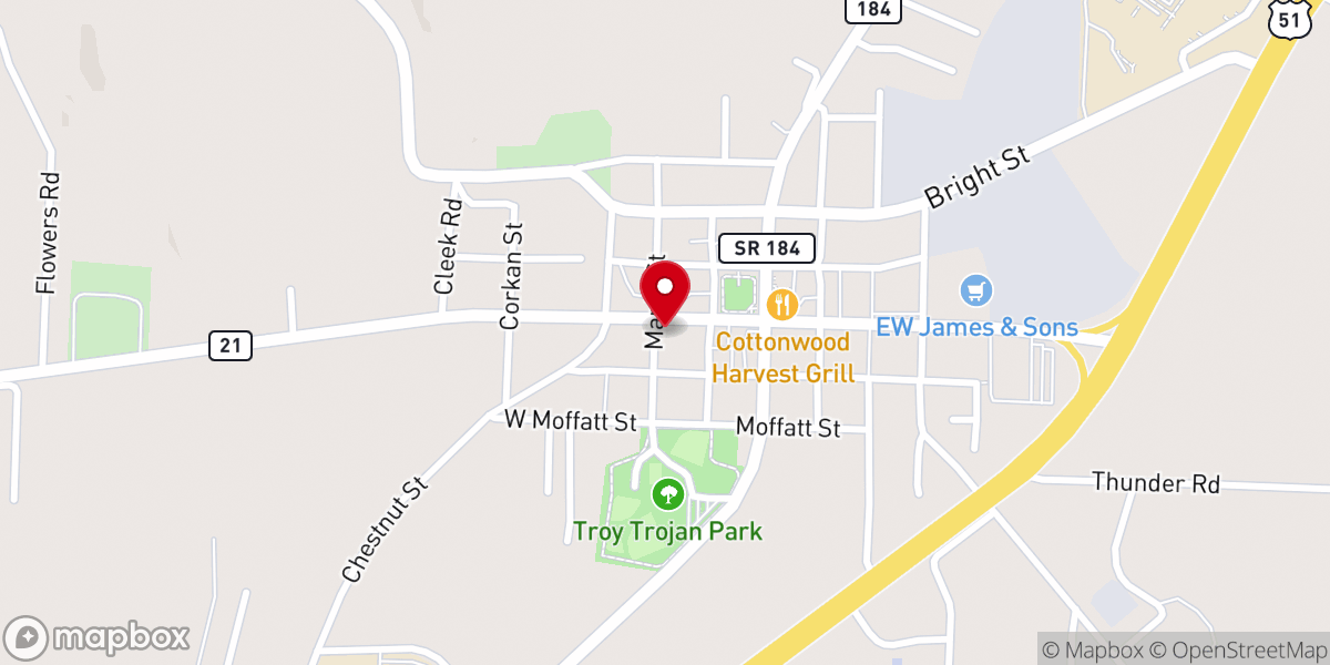 Map showing location of Perfect Faith Tabernacle