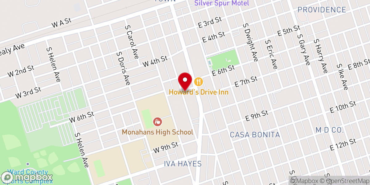 Map showing location of Monahans Methodist Church