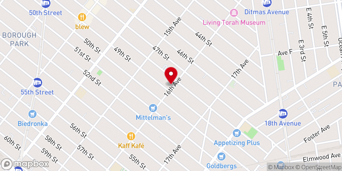Map showing location of Bais Menachem Chabad Boro Park