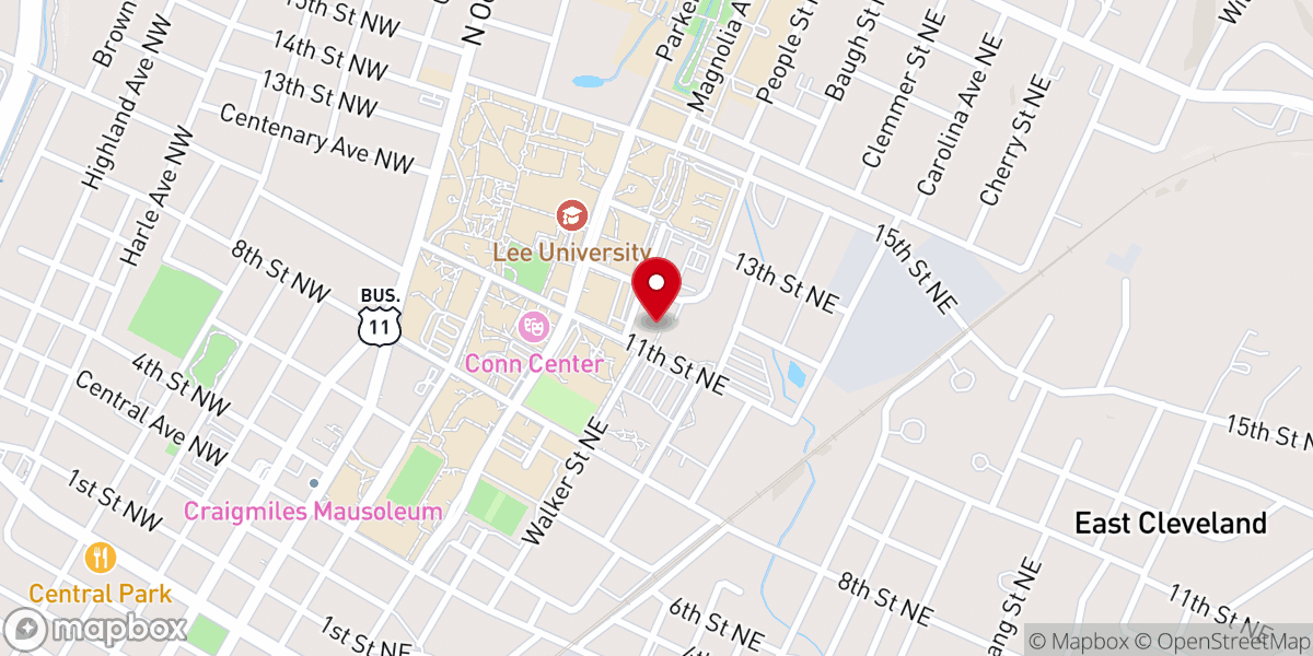 Map showing location of North Cleveland Church of God