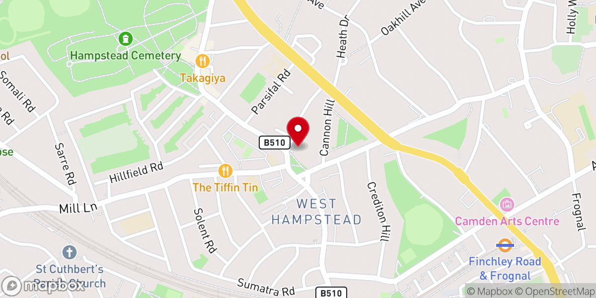Map showing location of Emmanuel Church, West Hampstead