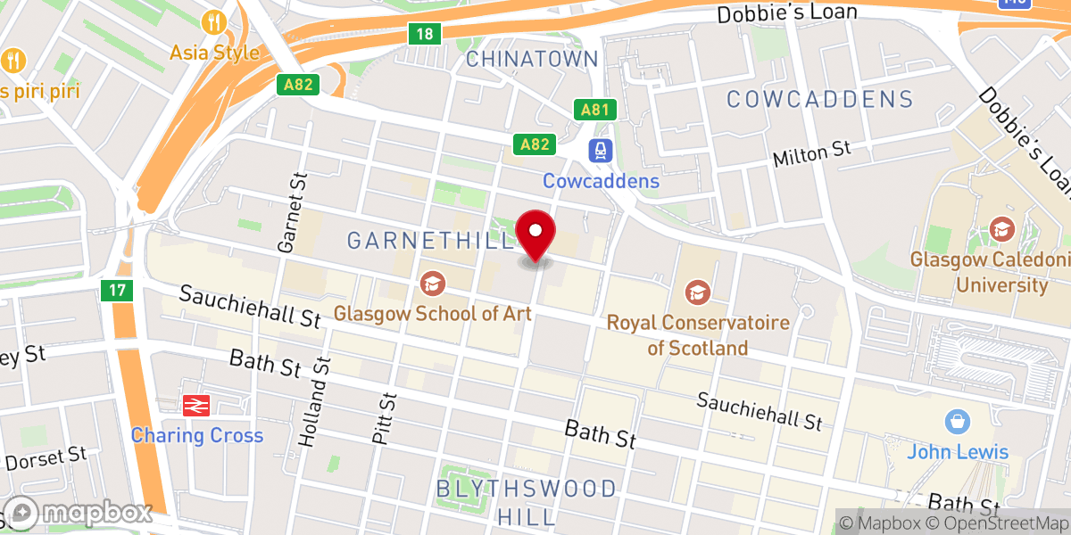 Map showing location of St Aloysius' Church, Garnethill