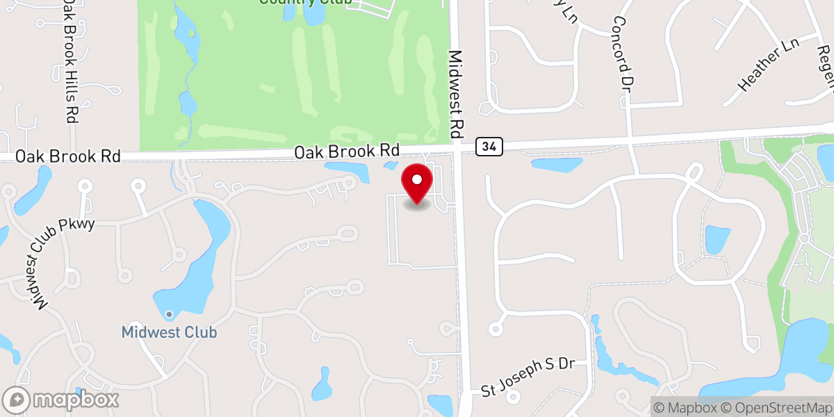 Map showing location of Oak Brook Community Church