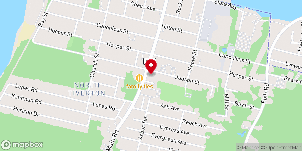 Map showing location of North Tiverton Baptist Church