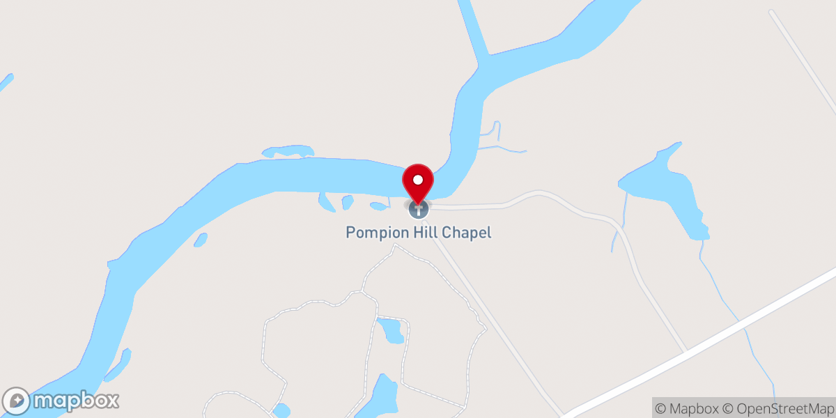 Map showing location of Pompion Hill Chapel