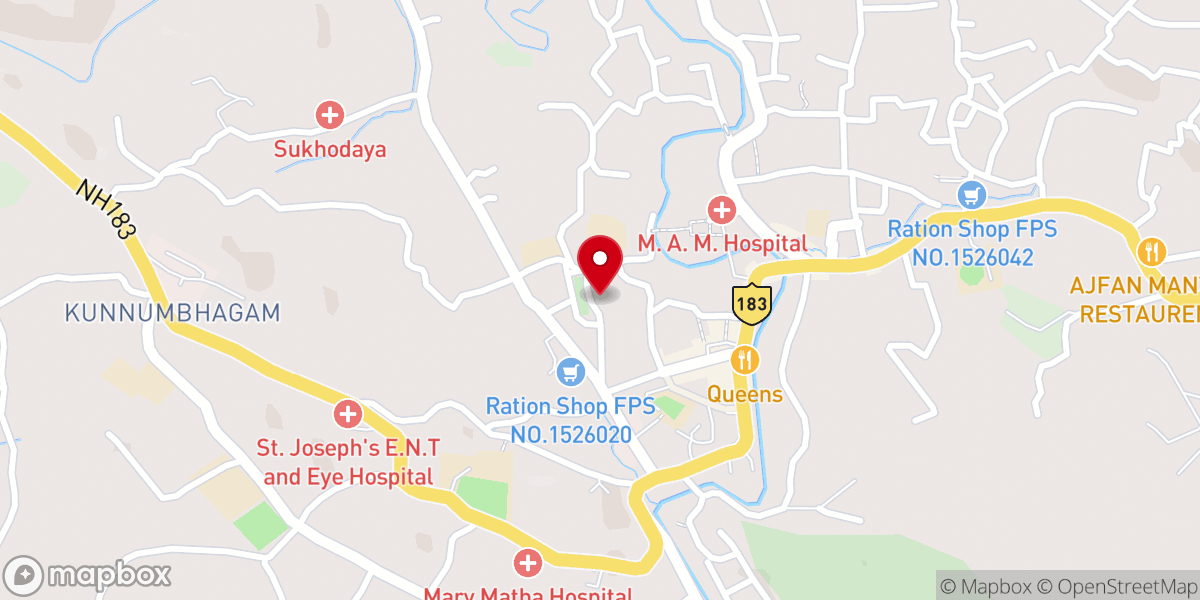 Map showing location of St. Dominic's Cathedral Kanjirappally