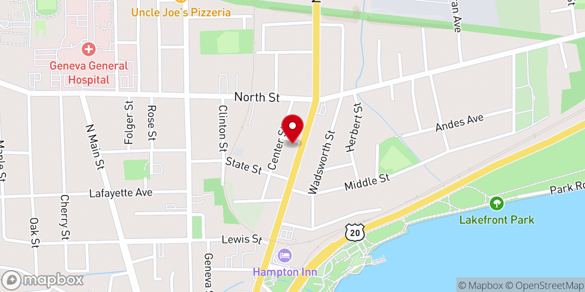 Map showing location of Catholic Charities of the Finger Lakes