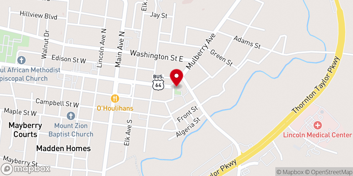 Map showing location of First Presbyterian Church