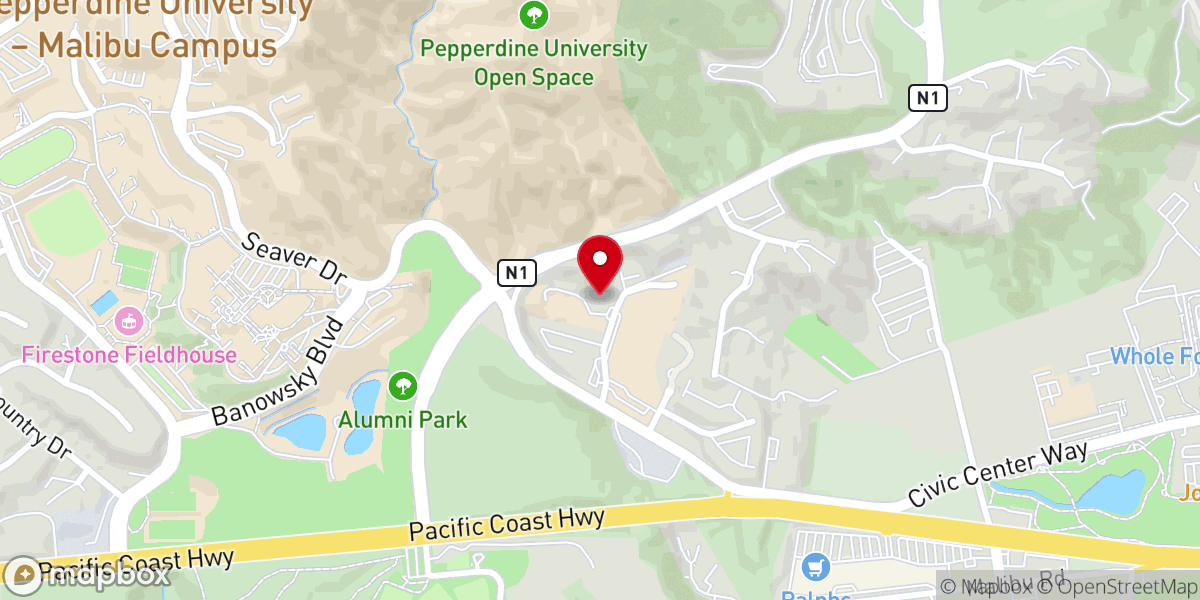 Map showing location of Our Lady of Malibu Catholic Church