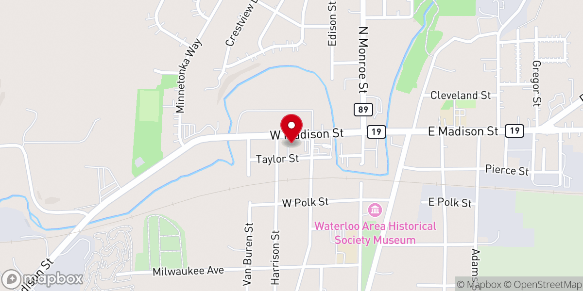 Map showing location of Waterloo United Methodist Church