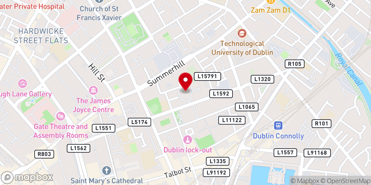 Map showing location of Our Lady of Lourdes Catholic Church