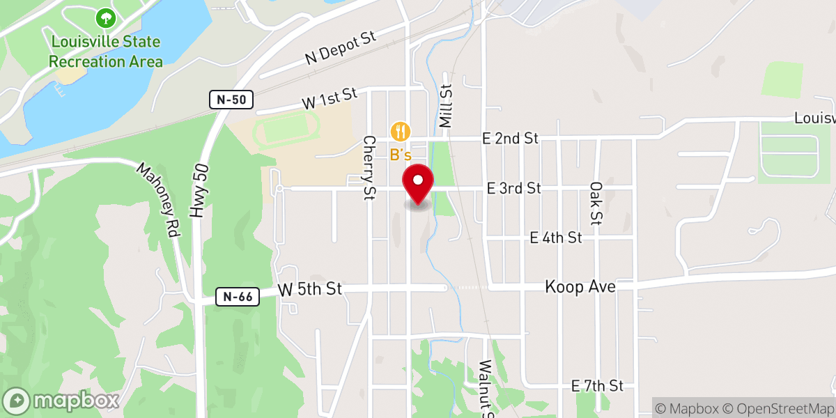 Map showing location of Louisville Evangelical Free Church