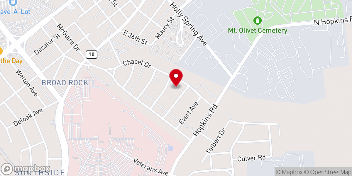 Map showing location of Stockton Memorial Baptist Church