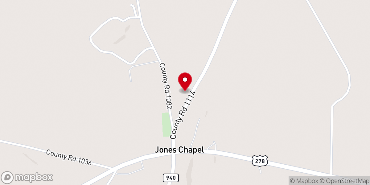 Map showing location of Jones Chapel First Baptist Church