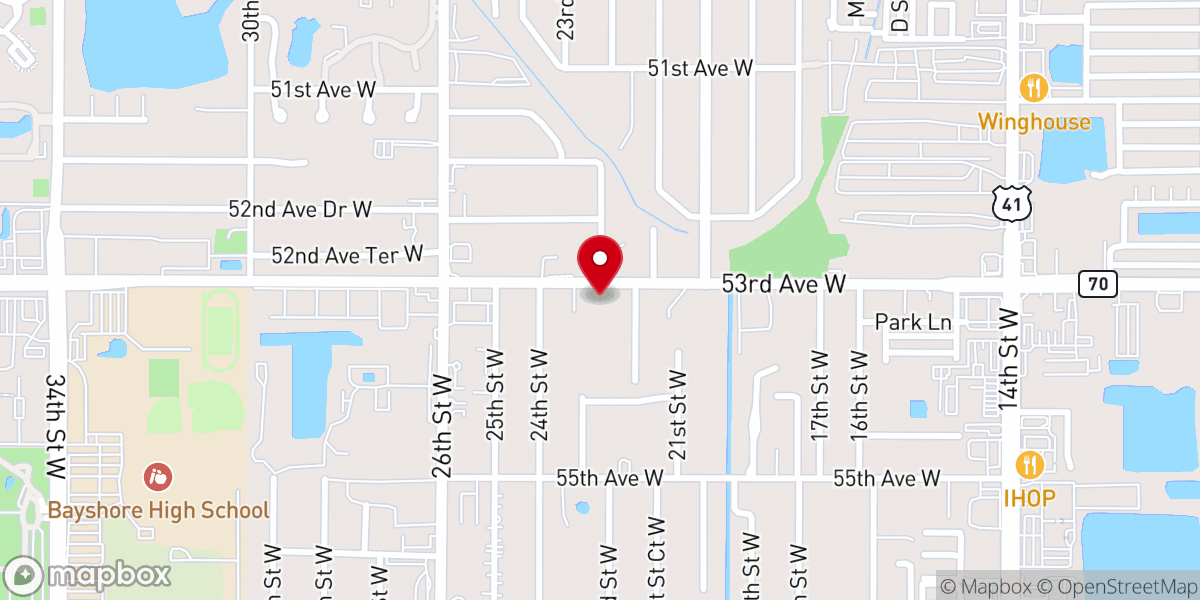 Map showing location of Bradenton Church of Christ