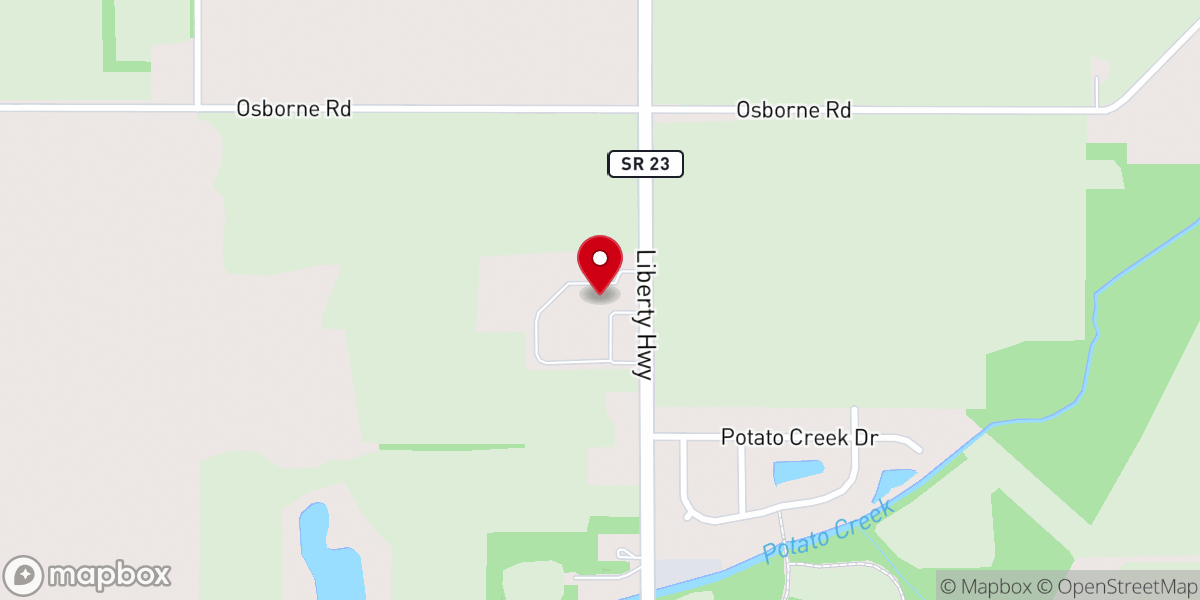 Map showing location of North Liberty Christian Church