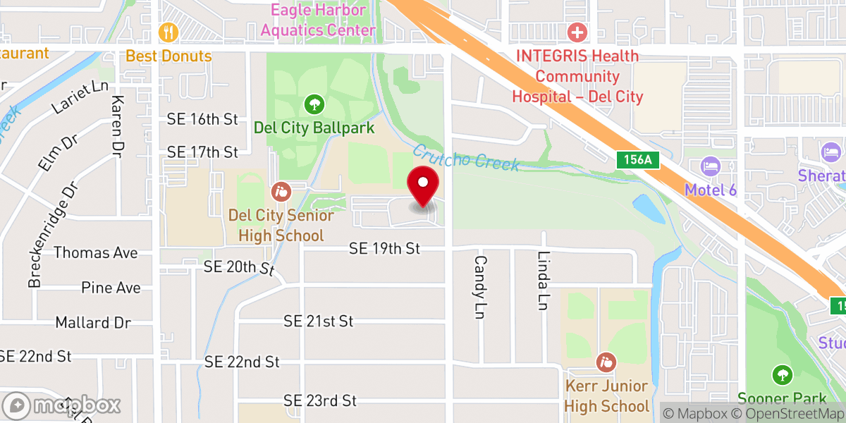 Map showing location of Del City Christian Church
