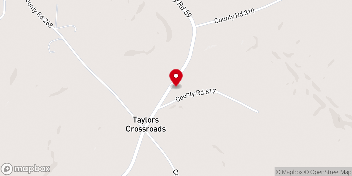 Map showing location of Taylor Crossroads Church
