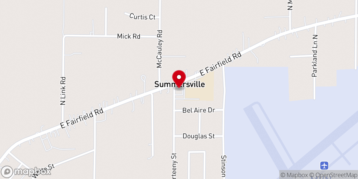 Map showing location of Summersville Baptist Church