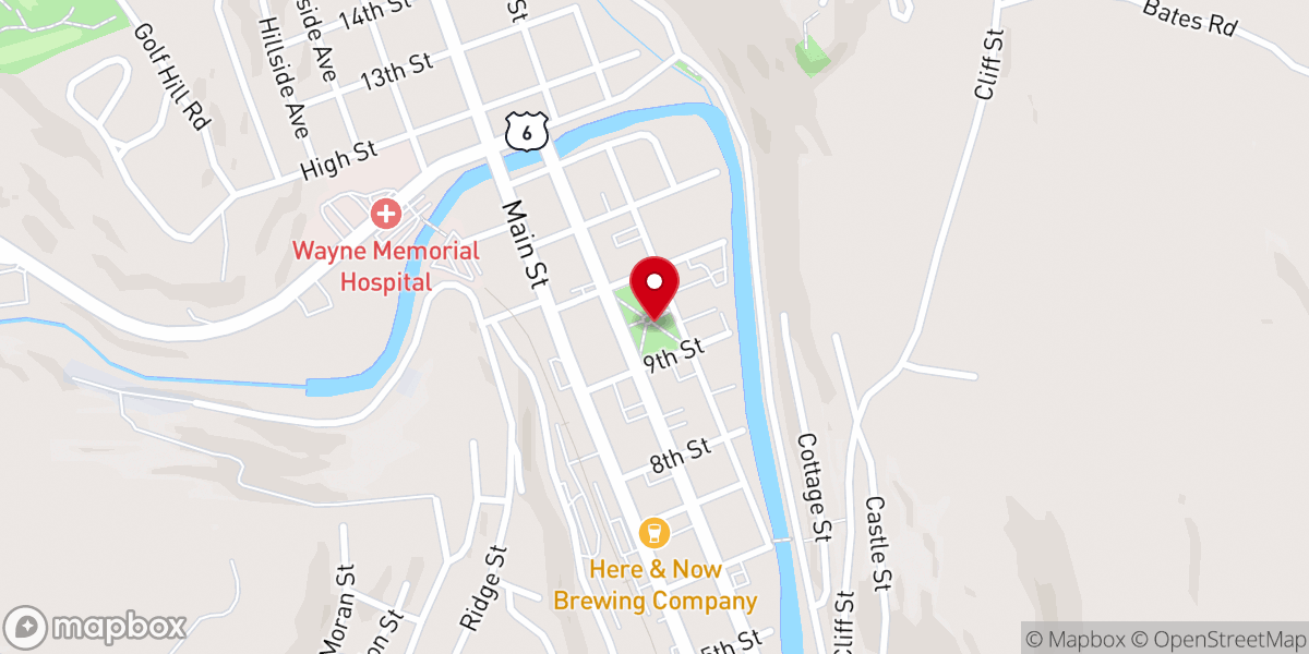 Map showing location of Honesdale Central Park