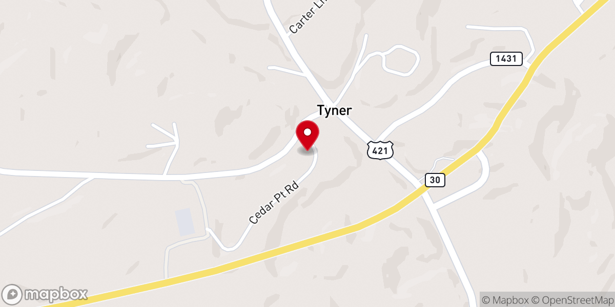 Map showing location of Fall Rock Church