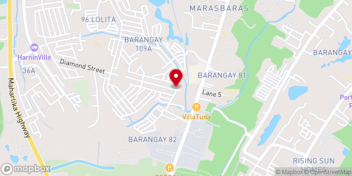 Map showing location of St Bernadette Chapel on Sunrise Villa