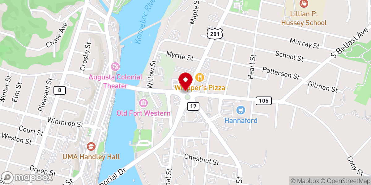 Map showing location of New England Harvest Church