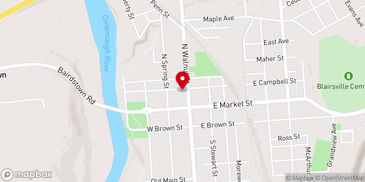 Map showing location of Hilltop Baptist Church Mission House