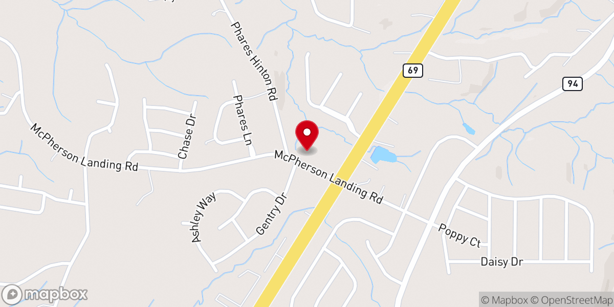 Map showing location of Big Sandy Methodist Church