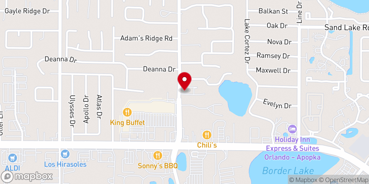 Map showing location of Hope Baptist Church